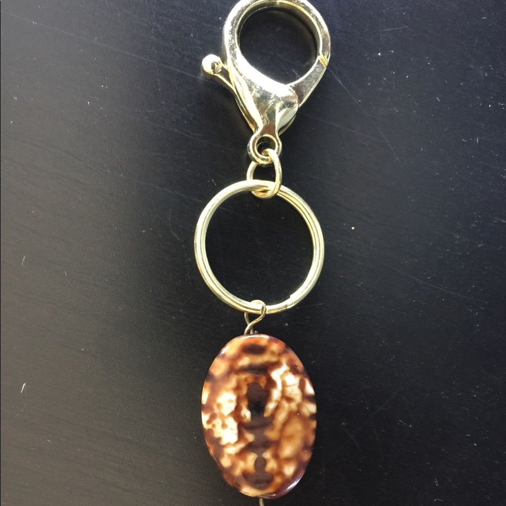 Agate stone silver key chain